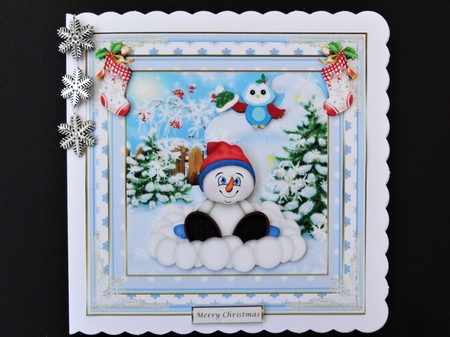 Jingle Bells Christmas Snowman Decoupage Topper 3 by Valerie Spowart