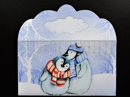 Penguin Love in a Snowy Scene Money Wallet by Valerie Spowart