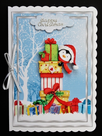 Penguin Christmas Present Surprise Mini Kit A5 Topper & Decoupage by Valerie Spowart