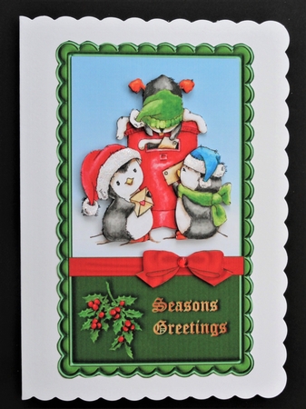 Cute little penguins mailing letters by Valerie Spowart