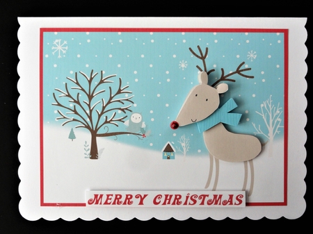 Reindeer Christmas Decoupage Card A4 Craft Sheet. 7 x 5 by Valerie Spowart