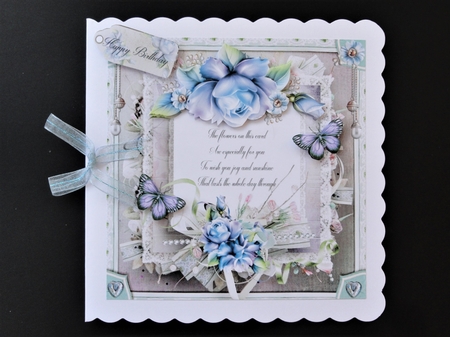 Floral Verse card front with decoupage and sentiments by Valerie Spowart