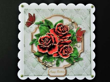 Lovely Red Roses Birthday Topper by Valerie Spowart