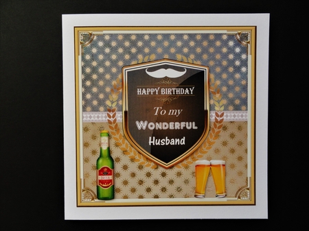 Happy Birthday Husband Decoupage Topper by Valerie Spowart