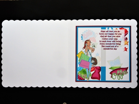 Big sale shopping birthday insert by Valerie Spowart