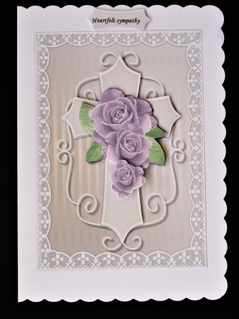 Sympathy A5 Cross &   Roses Lilac  by Valerie Spowart
