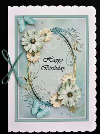 A5 Happy Birthday With Flowers & Butterflies by Valerie Spowart