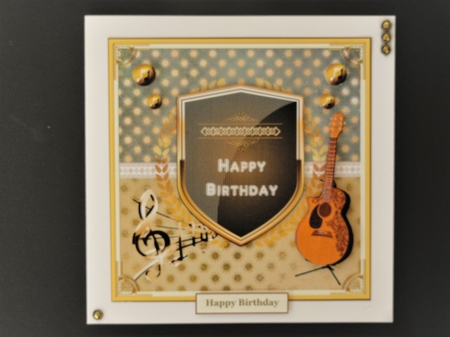 Music Happy Birthday Decoupage Topper by Valerie Spowart