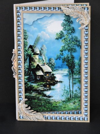 Rectangular three leaf complete card kit - The Old Windmill by Valerie Spowart
