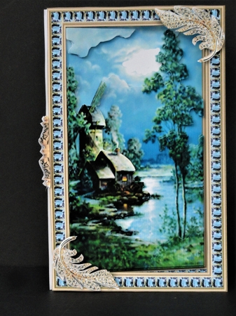 Rectangular three leaf complete card kit - The Old Windmill by Valerie Spowart