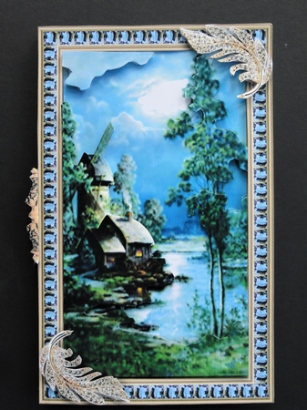 Rectangular three leaf complete card kit - The Old Windmill by Valerie Spowart