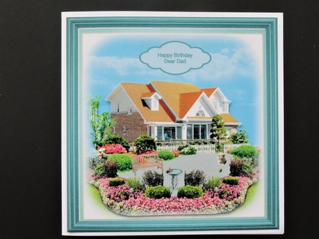 8 x 8 framed garden scene quick card front by Valerie Spowart