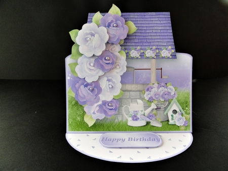Lilac Roses - Wishing Well Easel Card Mini Kit by Valerie Spowart