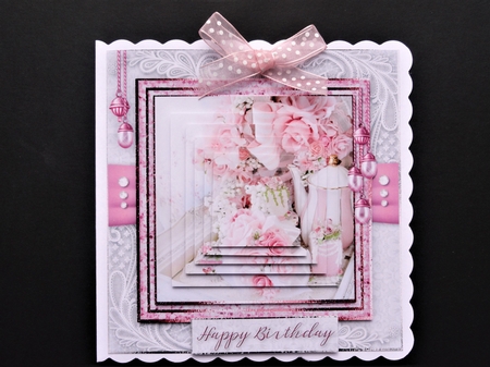 Happy Birthday thank you with love pyramid mini kit with shabby chic by Valerie Spowart