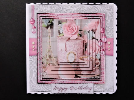 Happy Birthday thank you with love pyramid mini kit with shabby chic by Valerie Spowart