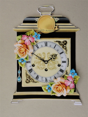 Carriage Clock Card - Mixed Corsage by Valerie Spowart