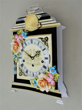 Carriage Clock Card - Mixed Corsage by Valerie Spowart