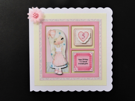 300dpi 6 x 6ins doll topper, decoupage, granddaughter 10th Birthday choice of age/message by Valerie Spowart