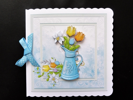Jug of spring flowers by Valerie Spowart