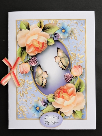 Gilded Frame & Peach Roses A5 by Valerie Spowart