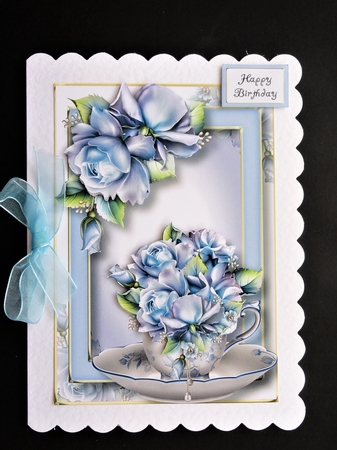 Teacup, Saucer & Flowers - Porcelain Roses A5 by Valerie Spowart