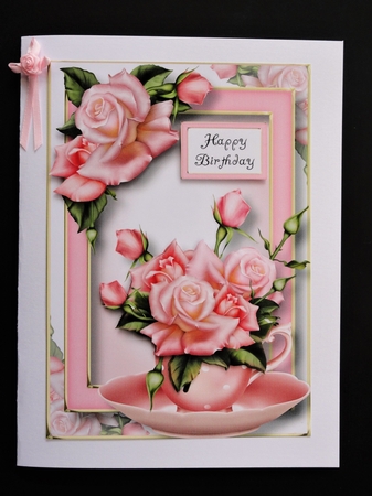 Teacup, Saucer & Flowers - Edwardian Roses A5 by Valerie Spowart