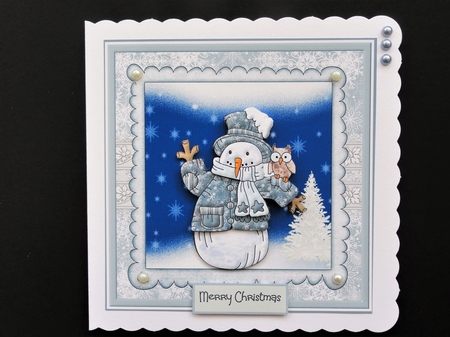 Snowman and owl by Valerie Spowart