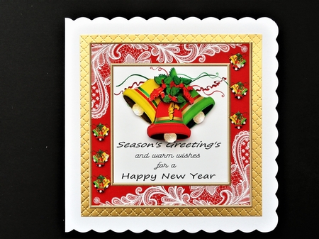 Christmas bells red frame by Valerie Spowart