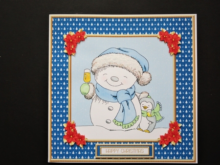 Snowman & Penguin Celebration (Blue) by Valerie Spowart