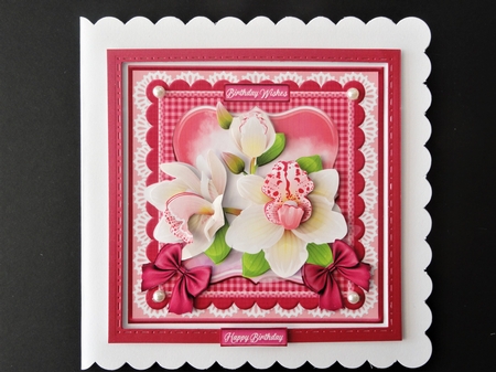 Blooms on Bordered Lace Card Topper - Design 14 by Valerie Spowart