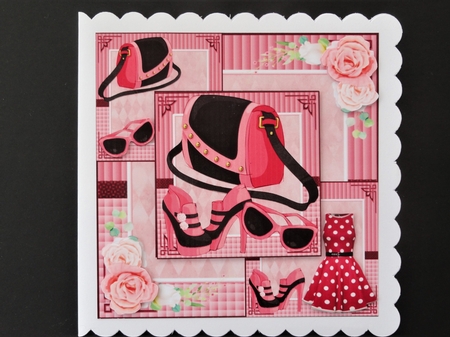 Pink all about the fashion card front by Valerie Spowart