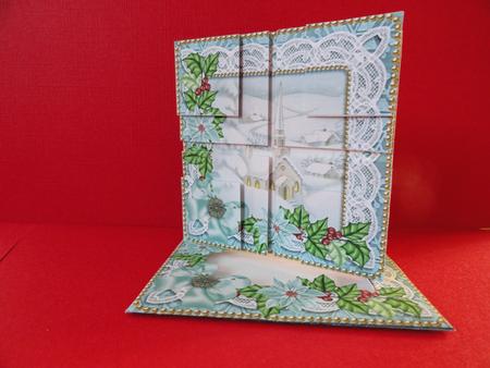 New Church Teal Poinsettia Mini Card Envelope Quad Stacker by Valerie Spowart