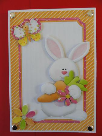 Cute Bunny with Flower in Square Frame by Valerie Spowart