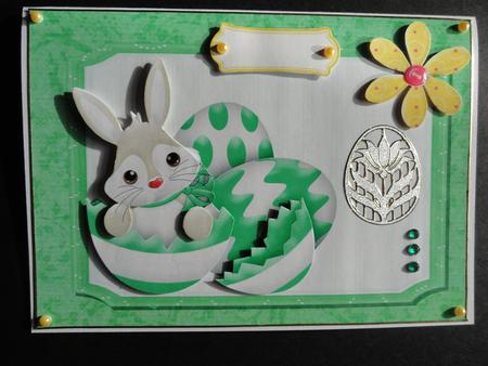 Cute Easter Bunny in Green Shell by Valerie Spowart