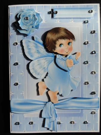 Litle Angel with Blue Rose in Star Frame by Valerie Spowart