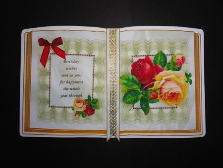 Red Rose, Bows and Lace on a Pretty Open Book A4 by Valerie Spowart