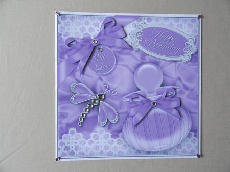 8x8 Perfume Lace N Dragonfly 3D Decoupage by Valerie Spowart