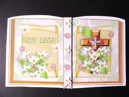 Easter Lillies with Cross and Butterflies Open Book A4 by Valerie Spowart