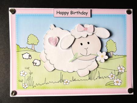 A5 Cute Lamb Quick Card N 3D Decoupage by Valerie Spowart
