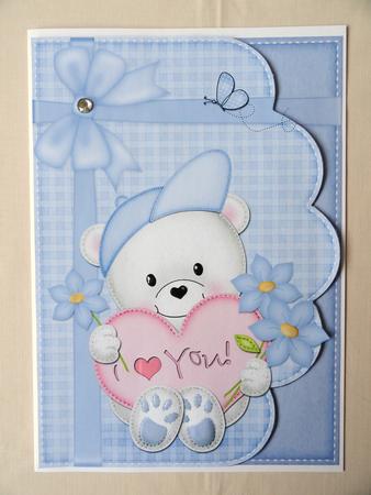 Teddy Ed's Heart A4 Card Topper by Valerie Spowart