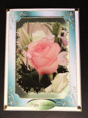 Rose in Metallic Frame Various Occasions Card Front 4 by Valerie Spowart