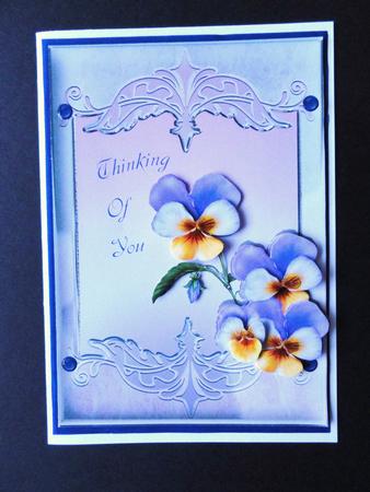 Thinking of You Pansy Card Front by Valerie Spowart