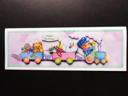 Toy Train Large Dl Card by Valerie Spowart