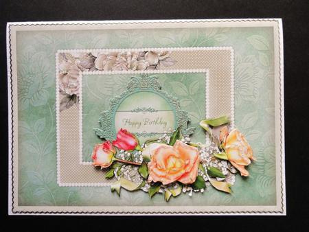 Birthday Roses Card Front with Decoupage by Valerie Spowart