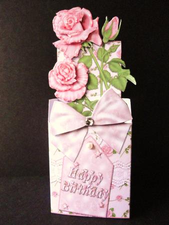 Pink Roses Birthday Box Card by Valerie Spowart