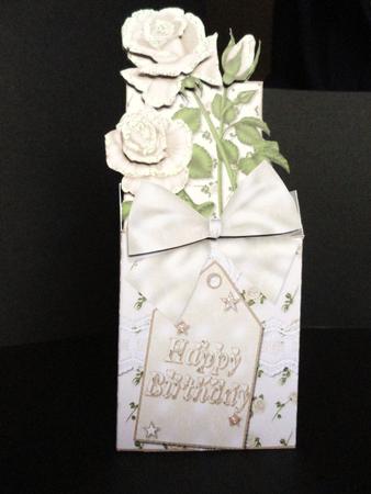 Cream Roses Birthday Box Card by Valerie Spowart