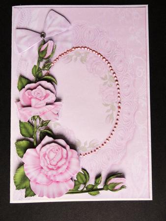 Ring of Pink Roses Card Front by Valerie Spowart