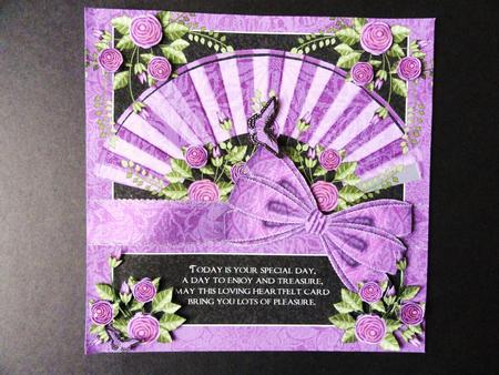 Rose and Fan Greeting Card Front by Valerie Spowart
