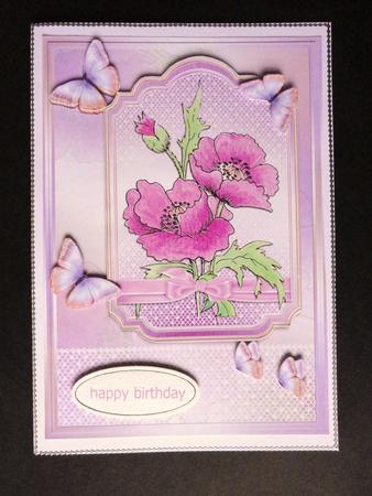 Pink Poppies & Lace Card Front & Topper by Valerie Spowart