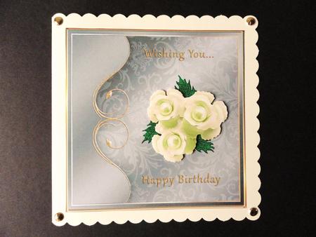 Cream Roses & Pearls - Birthday by Valerie Spowart